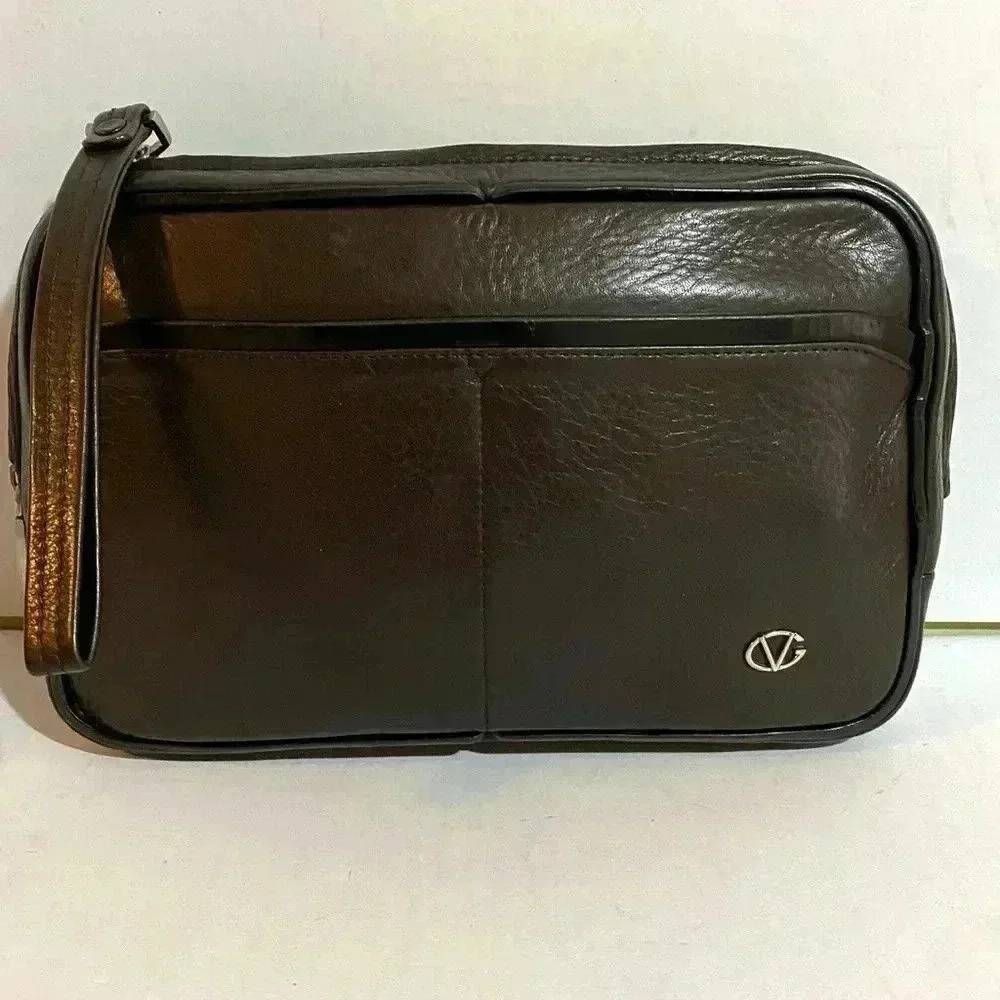 Glovanni Valentino unisex vintage brown leather wristlet clutch bag - Picture 12 of 14